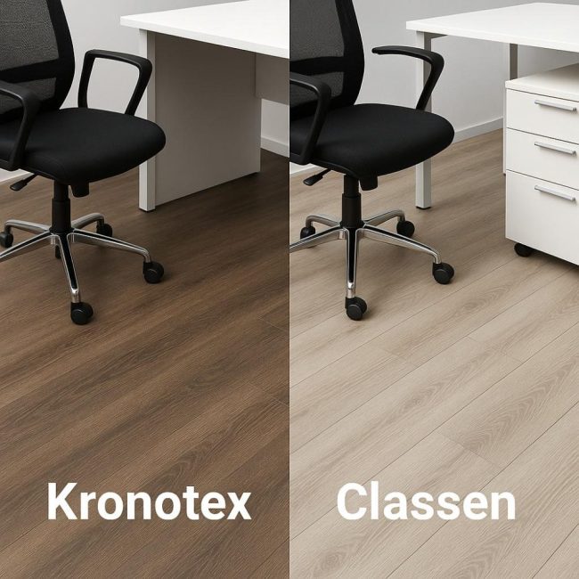 Сравнение ламината Kronotex и Classen для офисных помещений