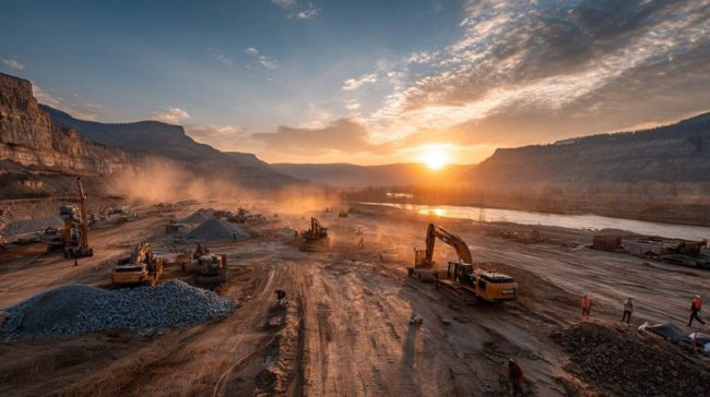 Подготовка фундамента для строительства плотины из укатанного бетона