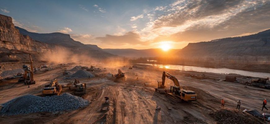 Подготовка фундамента для строительства плотины из укатанного бетона