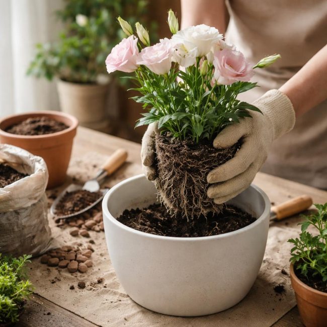 Пересадка эустомы в горшок: биология процесса и практические нюансы