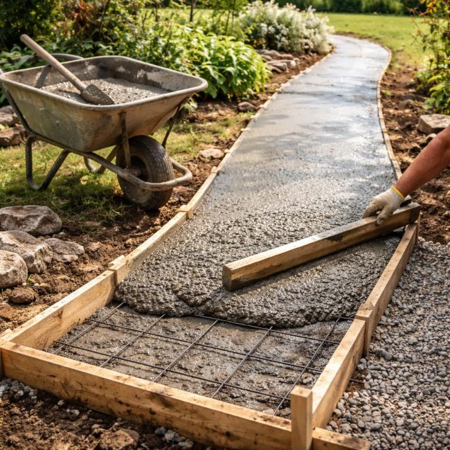 Тротуарная дорожка своими руками из бетона: как сделать качественно и на долгие годы