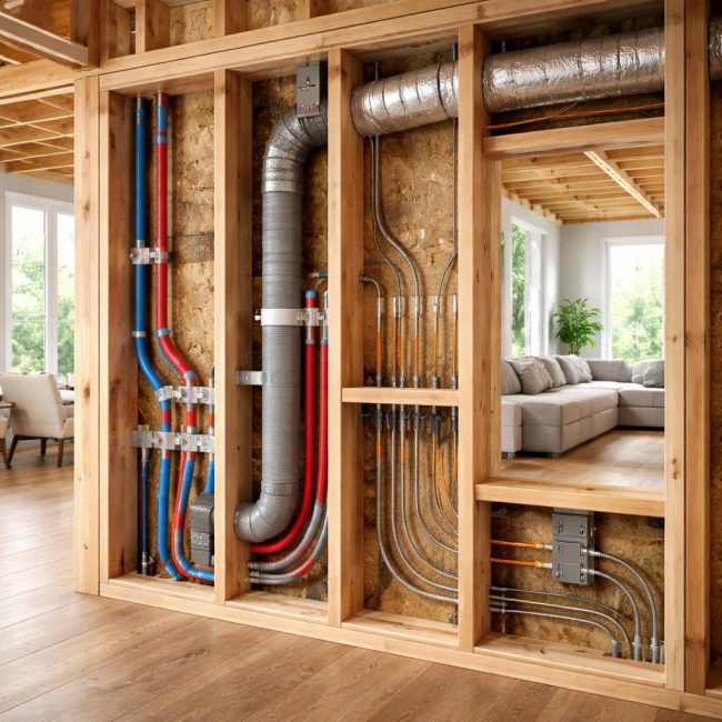 Как спрятать инженерные коммуникации в каркасном доме