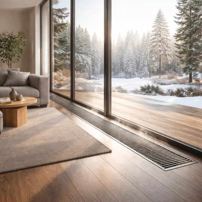 Как выбрать систему отопления для дома с панорамными окнами