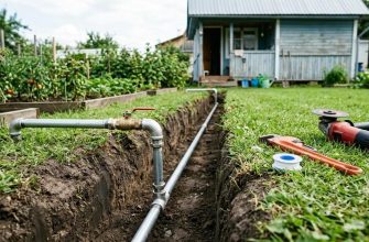 Монтаж летнего водопровода из стальных ВГП труб в траншее на дачном участке