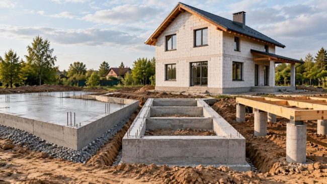 Какой фундамент подходит для двухэтажного дома из газобетона на разных типах грунта